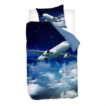 Snoozing Plane flanel dekbedovertrek