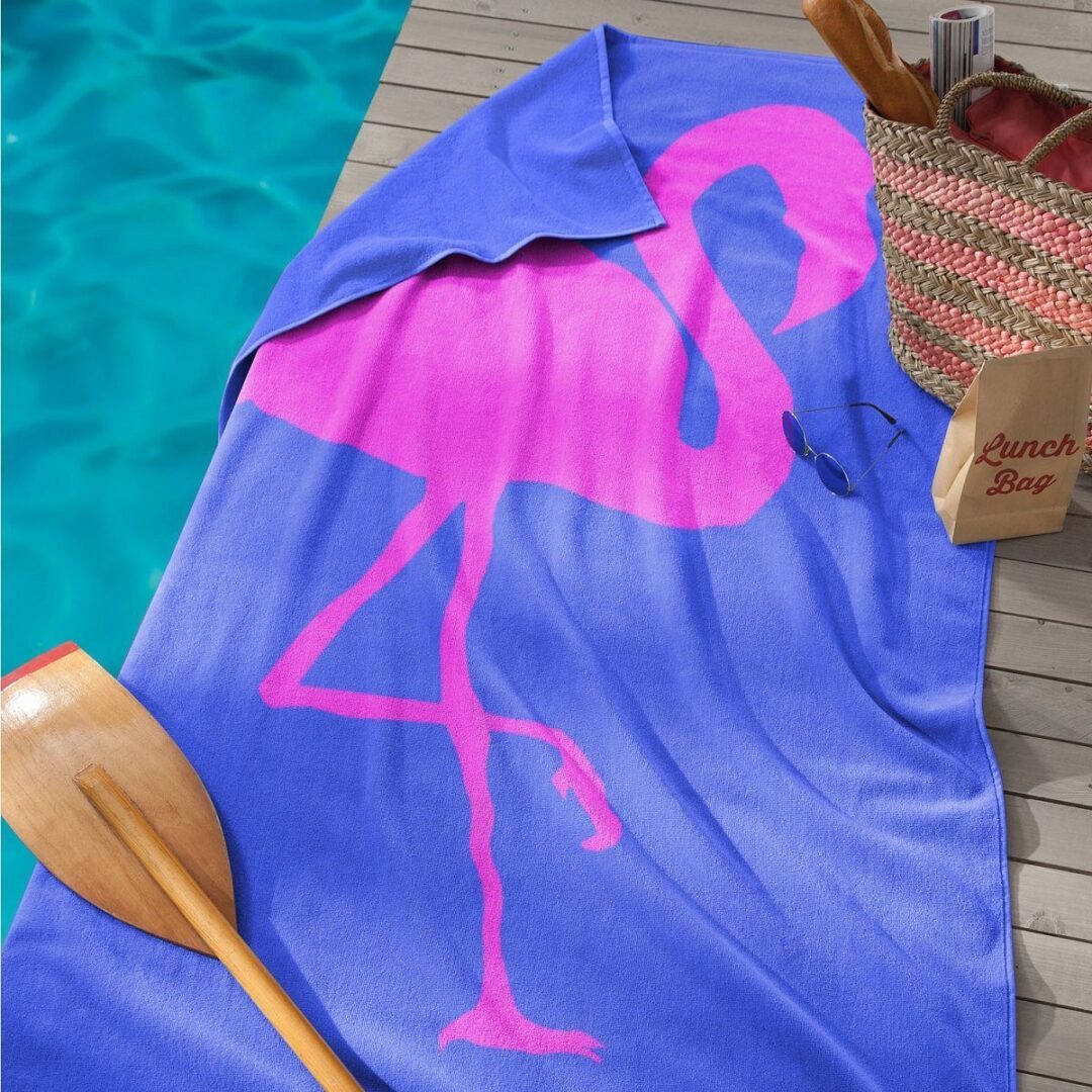 Seahorse Flamingo strandlaken, blue, 100% katoen