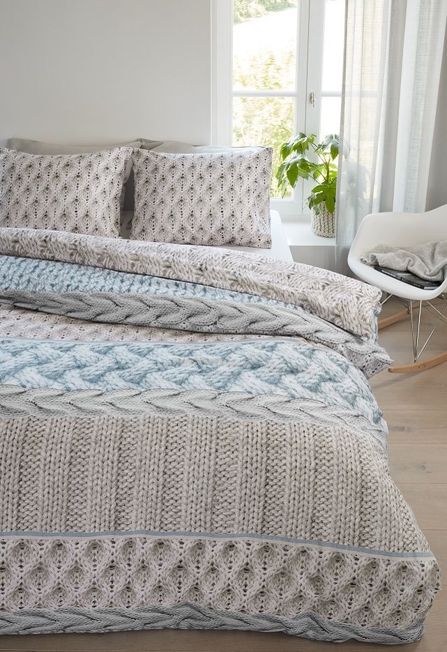 Snoozing Cardiff flanel dekbedovertrek - Blue