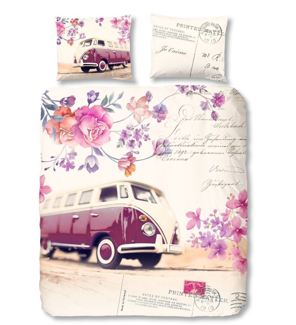 Snoozing Holiday flanel dekbedovertrek - Dromen over de ultieme roadtrip