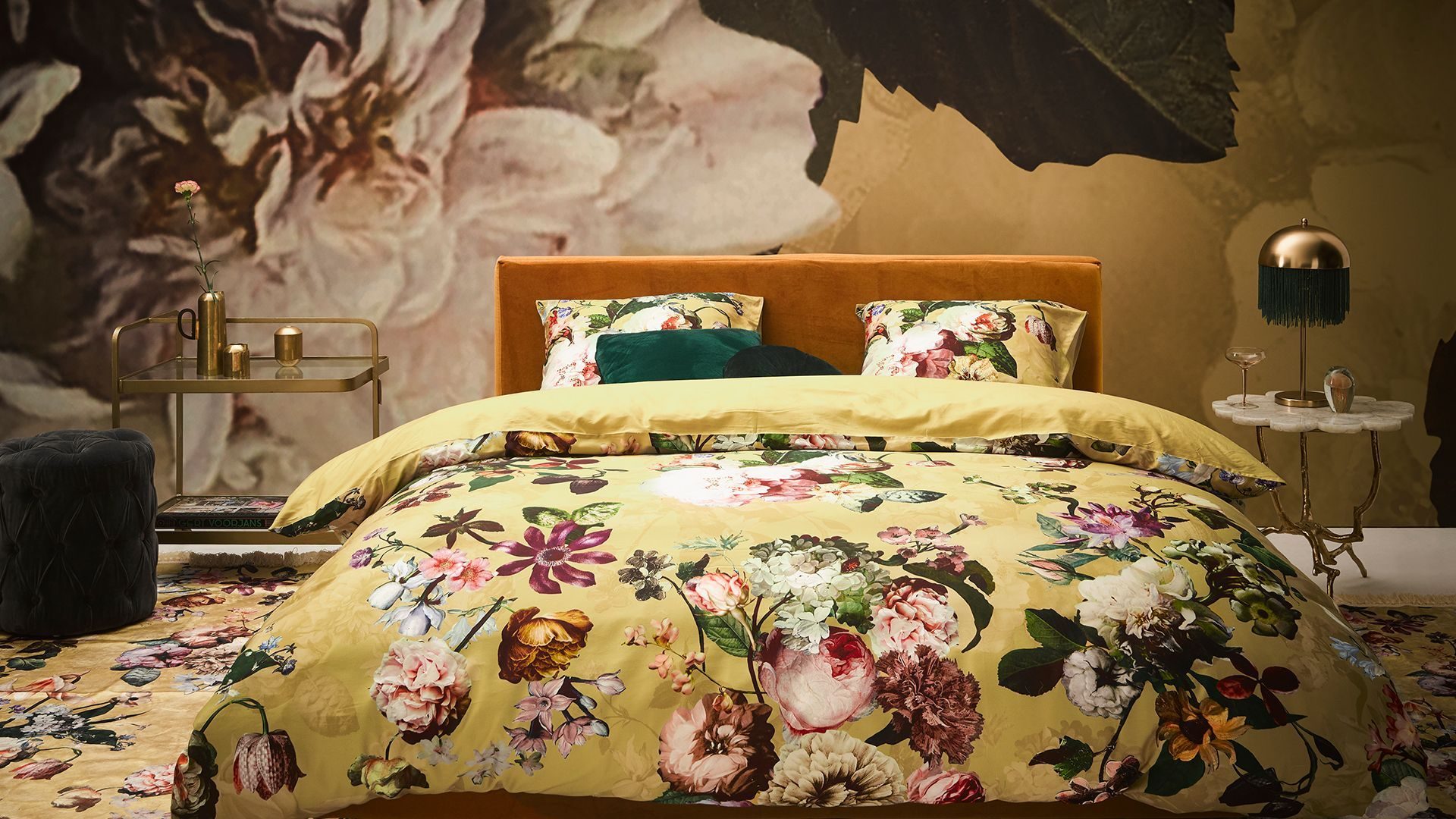 Essenza Fleur dekbedovertrek golden yellow