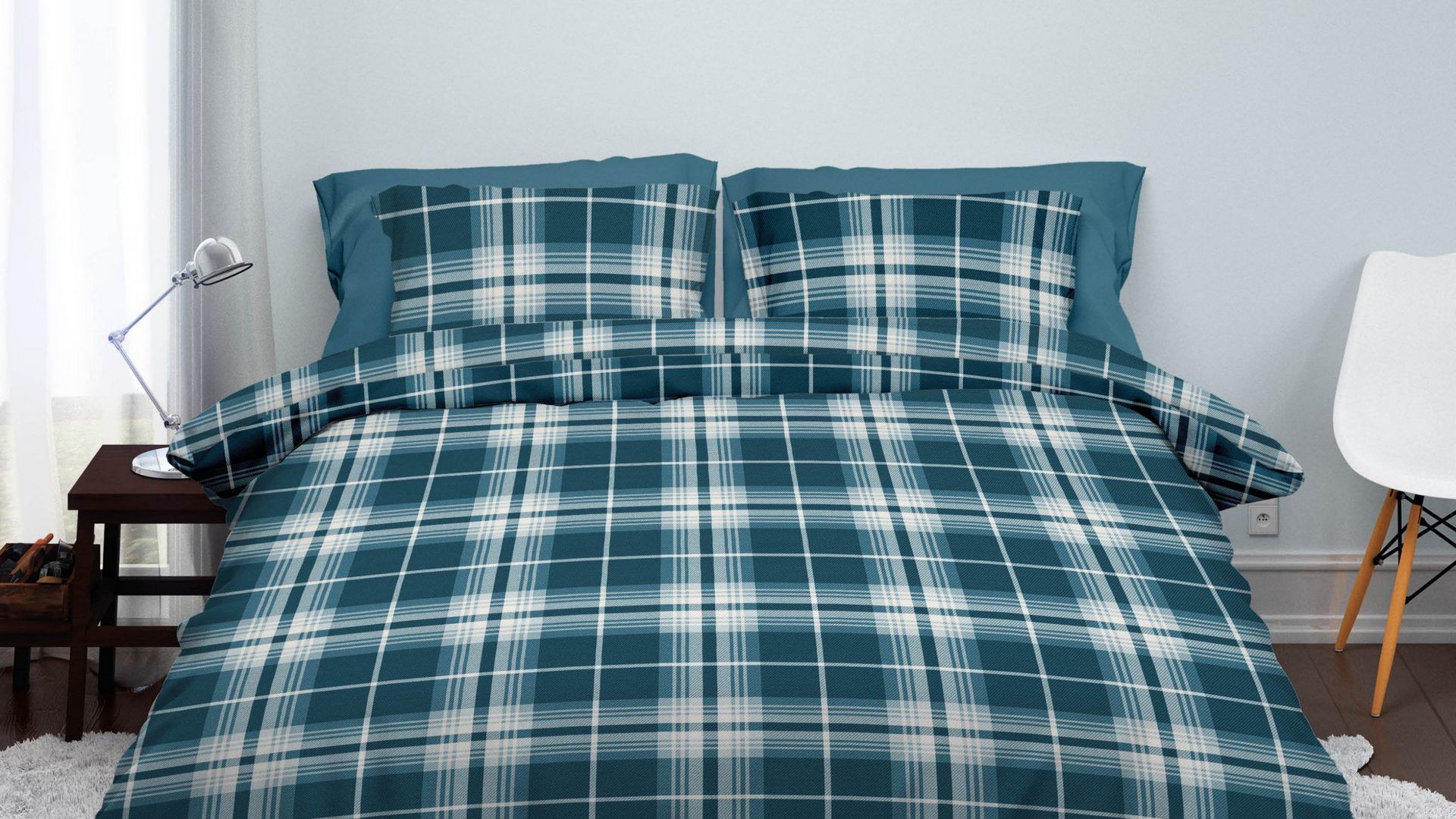 Satin d'Or Banff dekbedovertrek teal