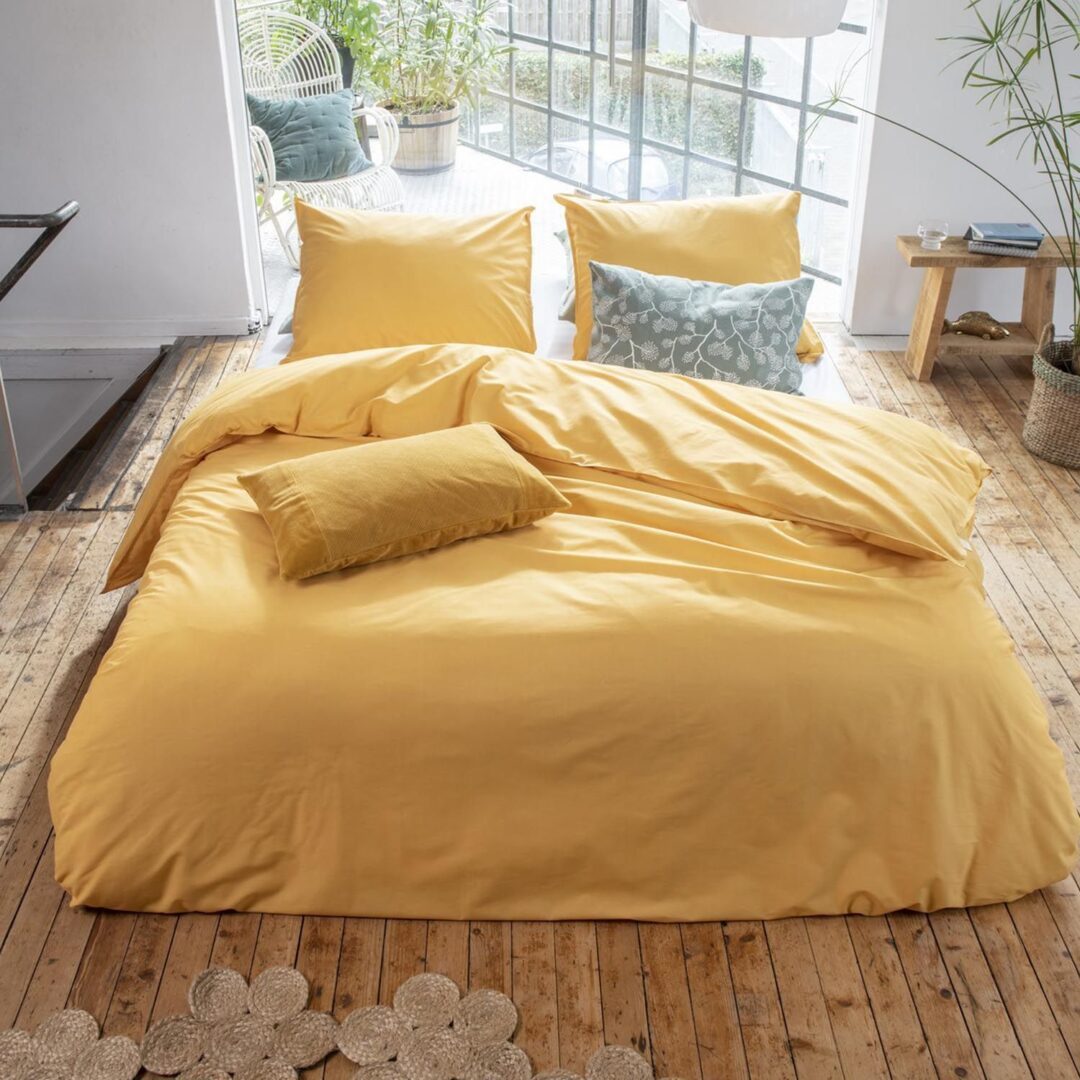 Walra Soft Structure dekbedovertrek okergeel