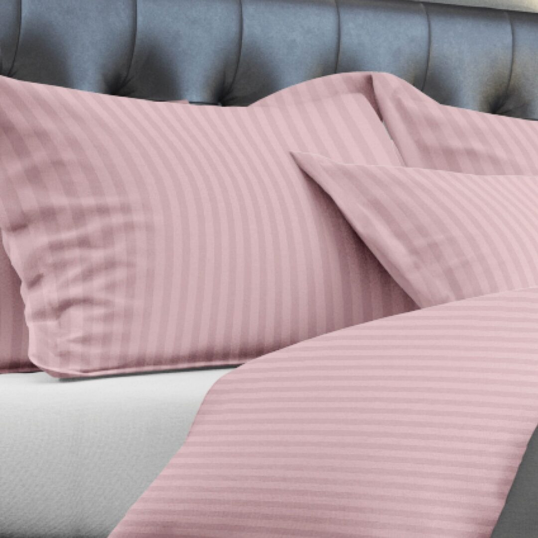 Satin d'Or Satijnstreep dekbedovertrek Blush