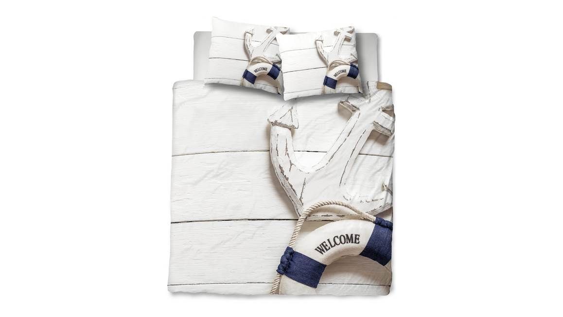 Beach look slaapkamer strandstijl Snoozing Welcome dekbedovertrek