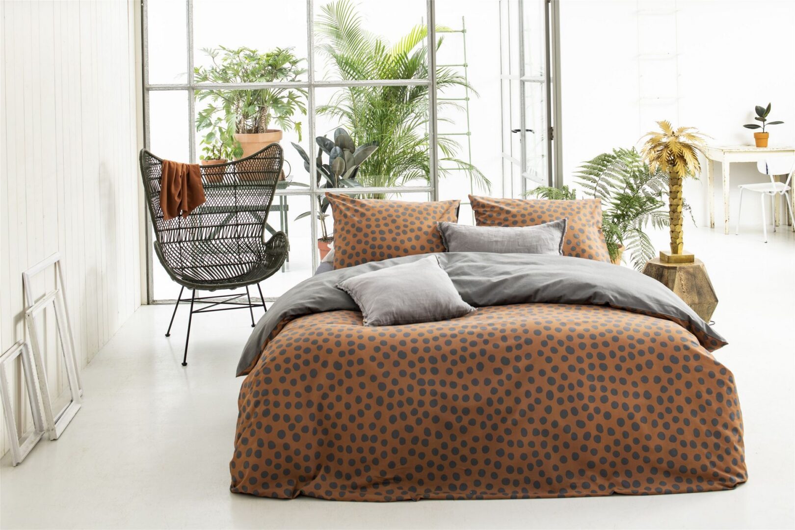 Walra Spots & Dots dekbedovertrek Cognac