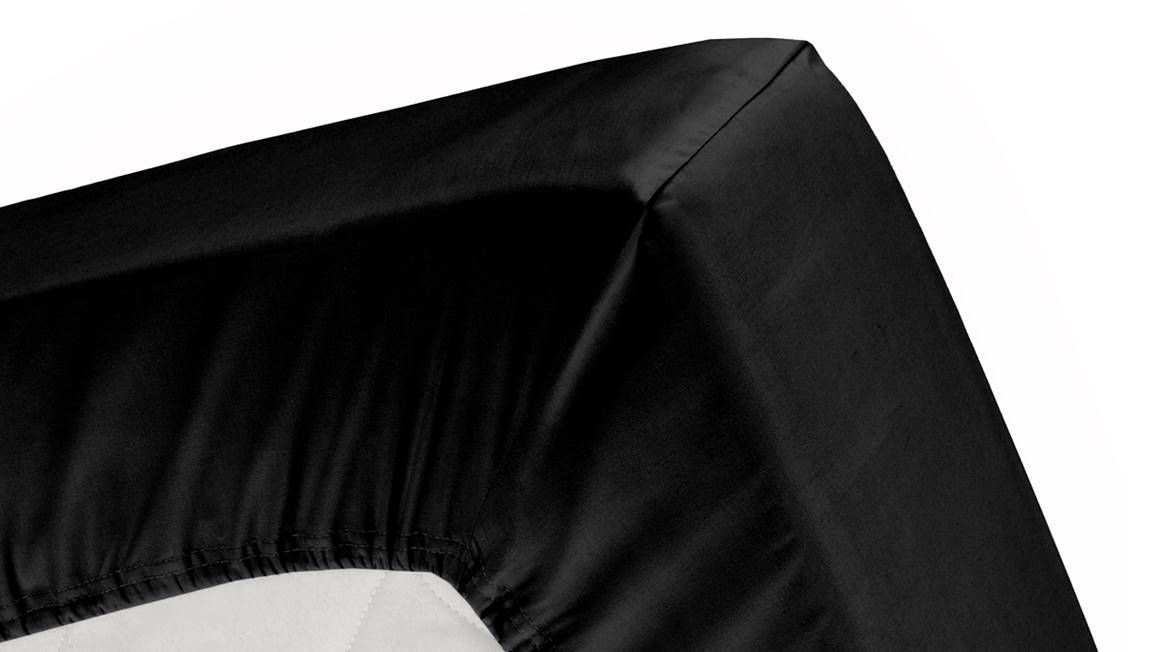Cinderella hoeslaken katoen-satijn - zwart