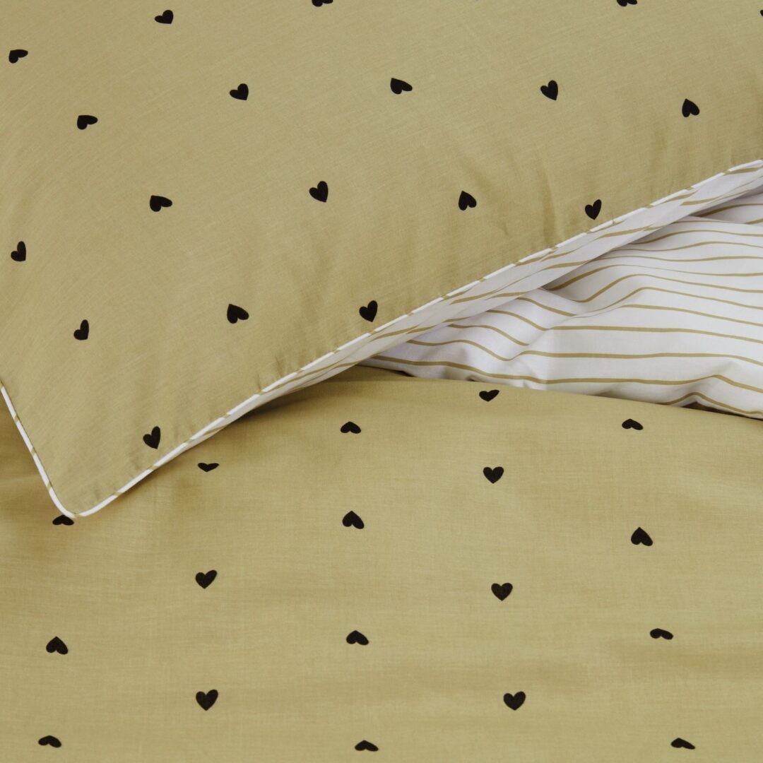 Striped Hearts dekbedovertrek Yellow