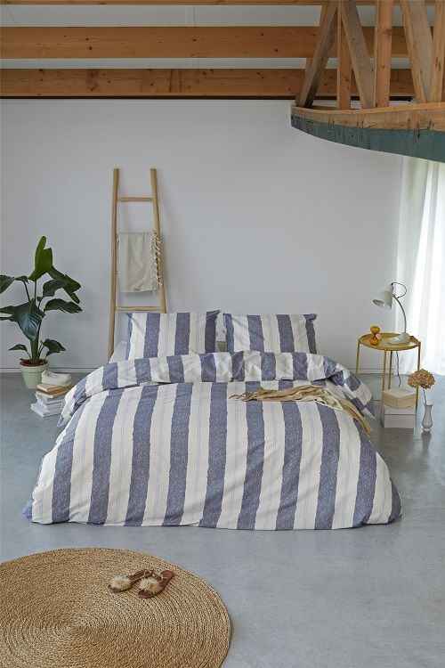Walra Remade Nautic Stripes dekbedovertrek - Blauw