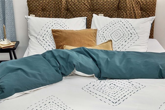 Walra Boho Stitches dekbedovertrek - Petrol