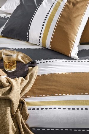 Walra Stripes & Stitches dekbedovertrek - Cognac