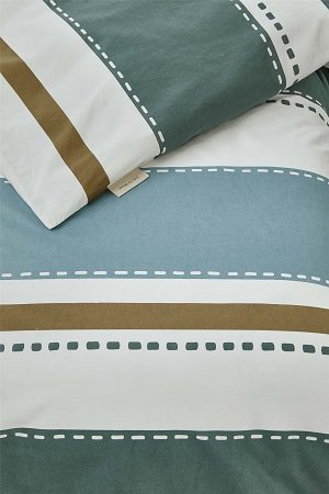 Walra Stripes & Stitches dekbedovertrek - Petrol