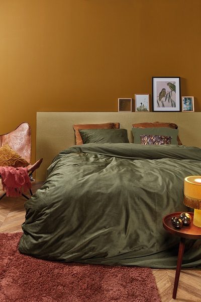 At Home Cosy Corduroy dekbedovertrek - Groen