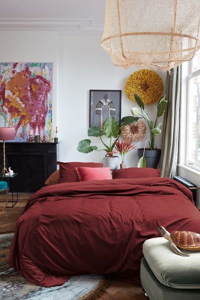At Home Tender dekbedovertrek - Donker rood
