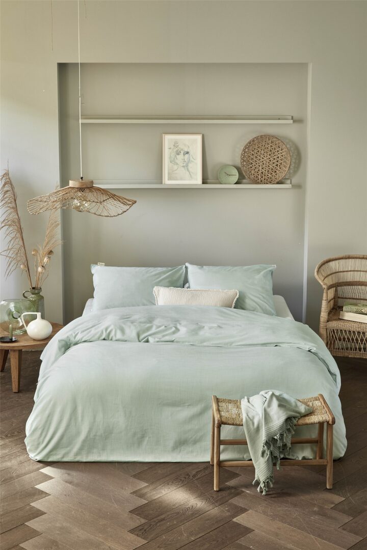 Vintage Cotton dekbedovertrek groen