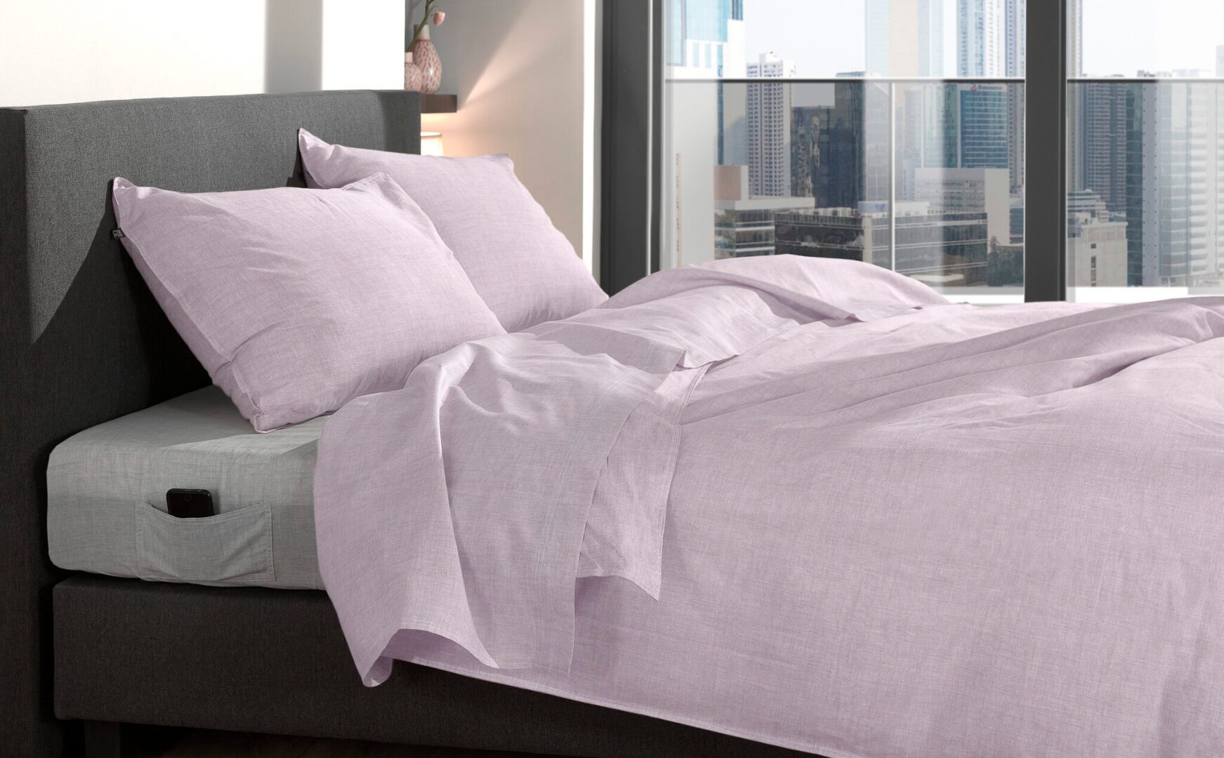 Zo!Home Lino dekbedovertrek grey lilac