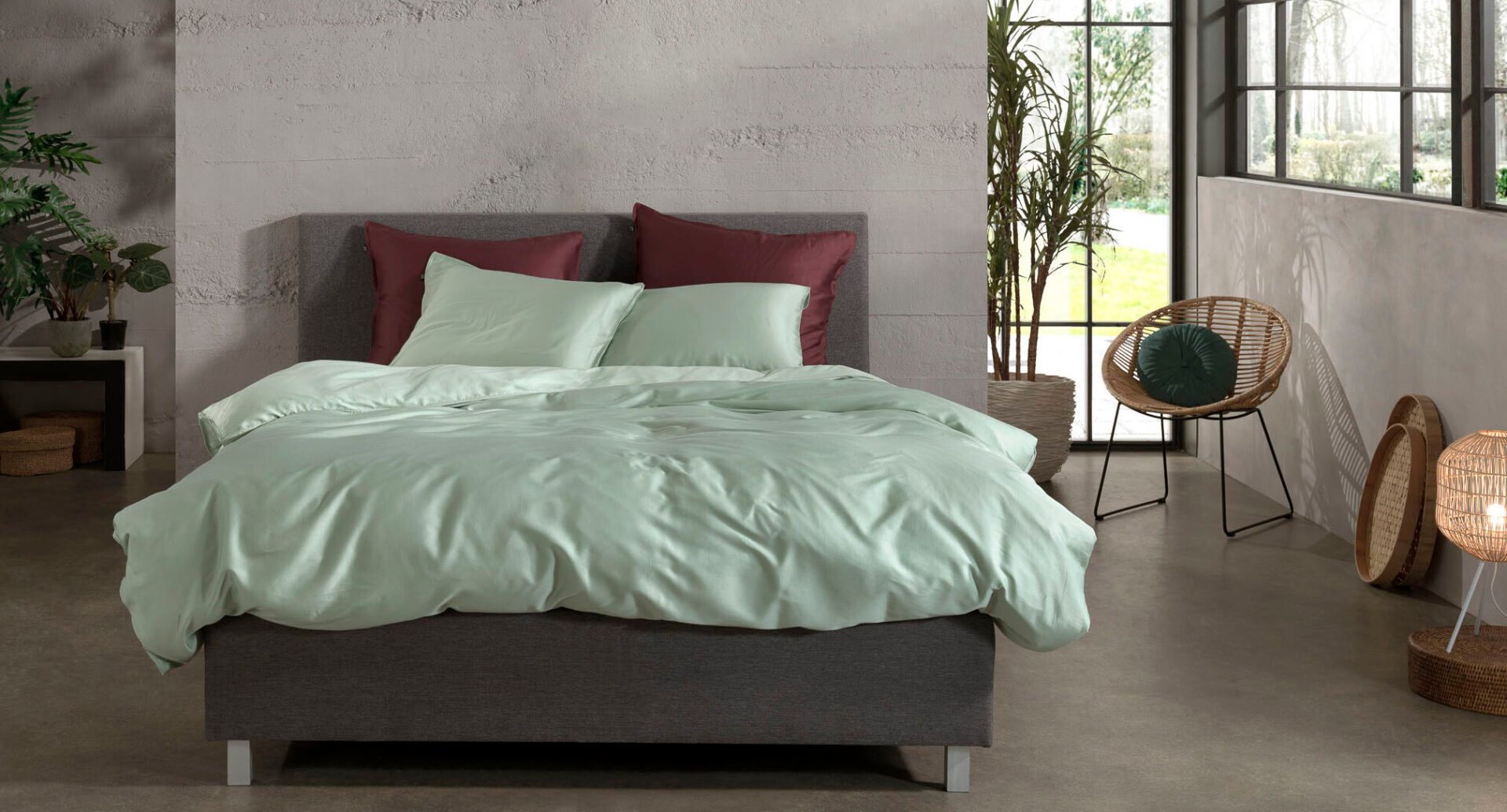 Zo!Home Satinado dekbedovertrek foam green