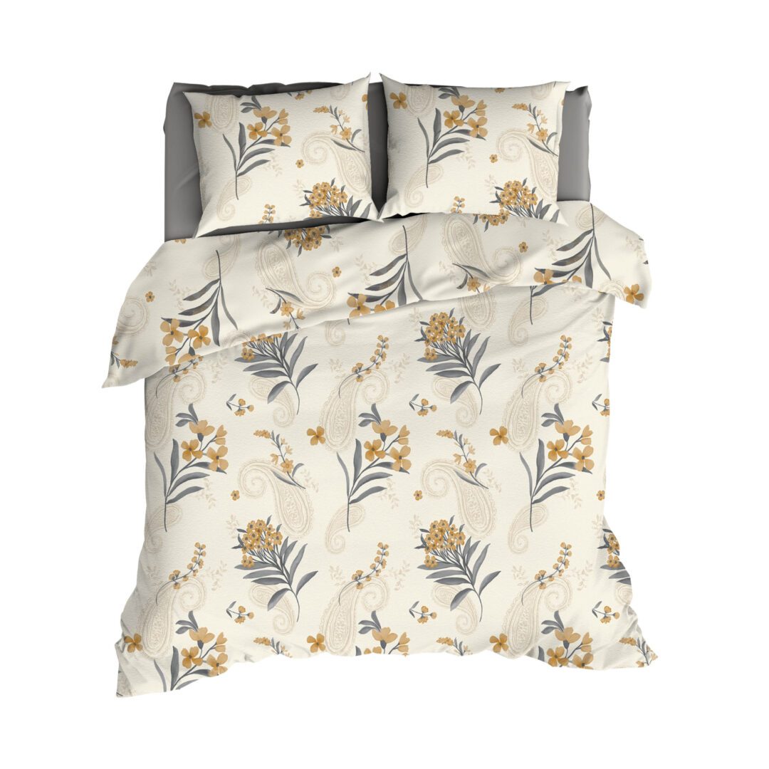 Romanette Farah flanel dekbedovertrek beige/antra