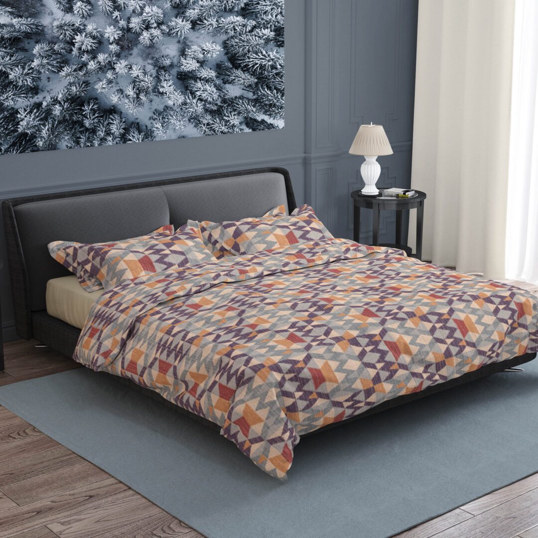 Romanetta Nevada flanel dekbedovertrek blauw/terra