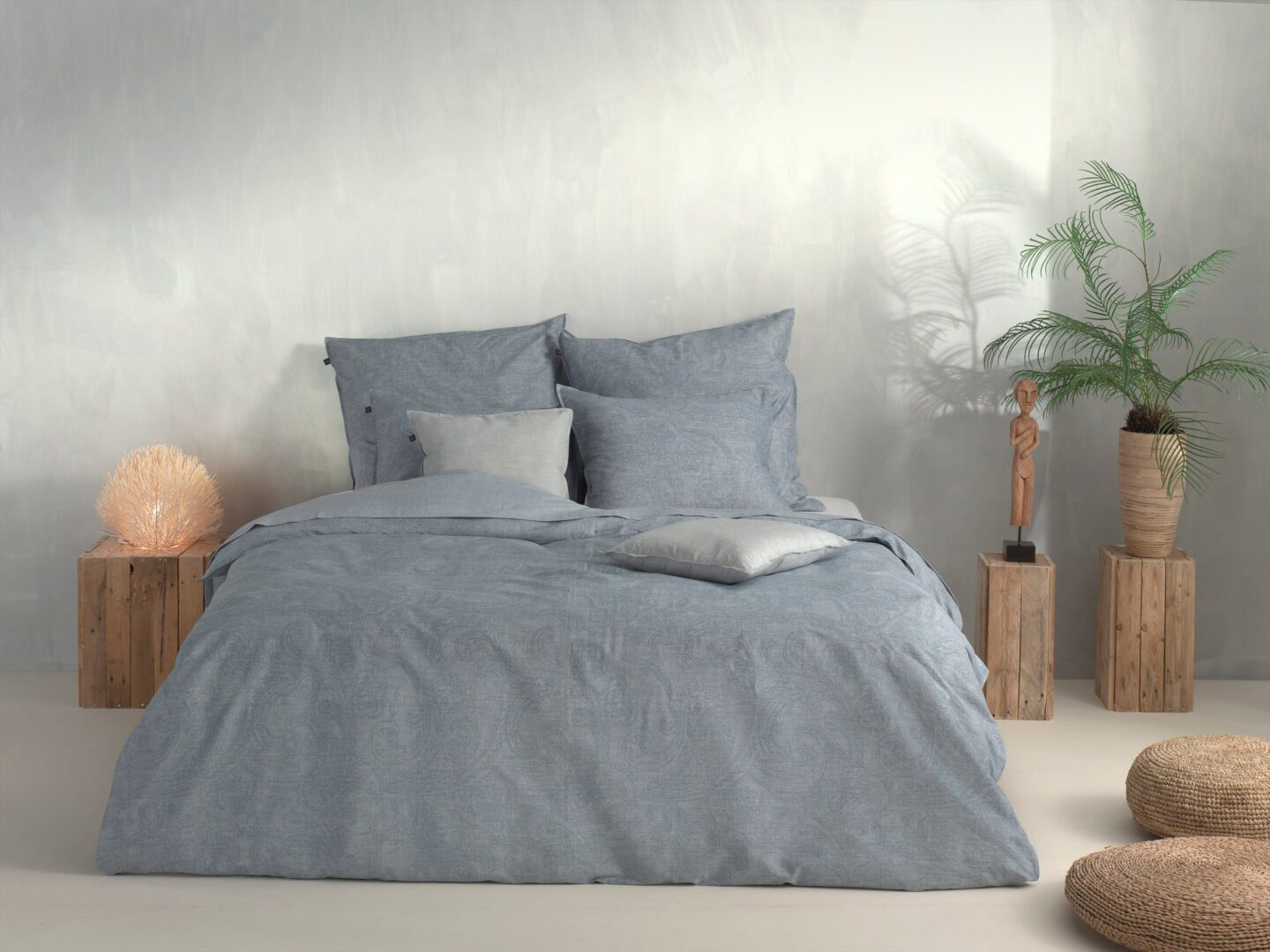 Zo!Home Paisley di Lino dekbedovertrek denim