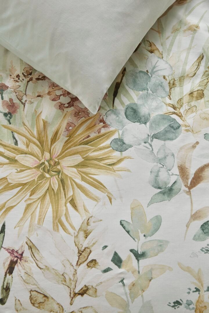 Ariadne at Home Flowerfields dekbedovertrek - lichtgroen