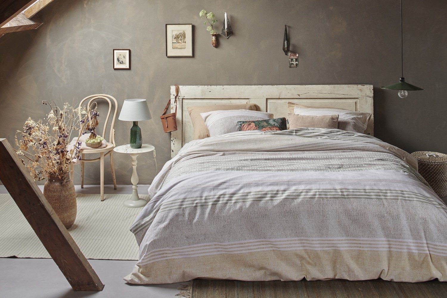 Ariadne at Home Stitches flanel dekbedovertrek - geel