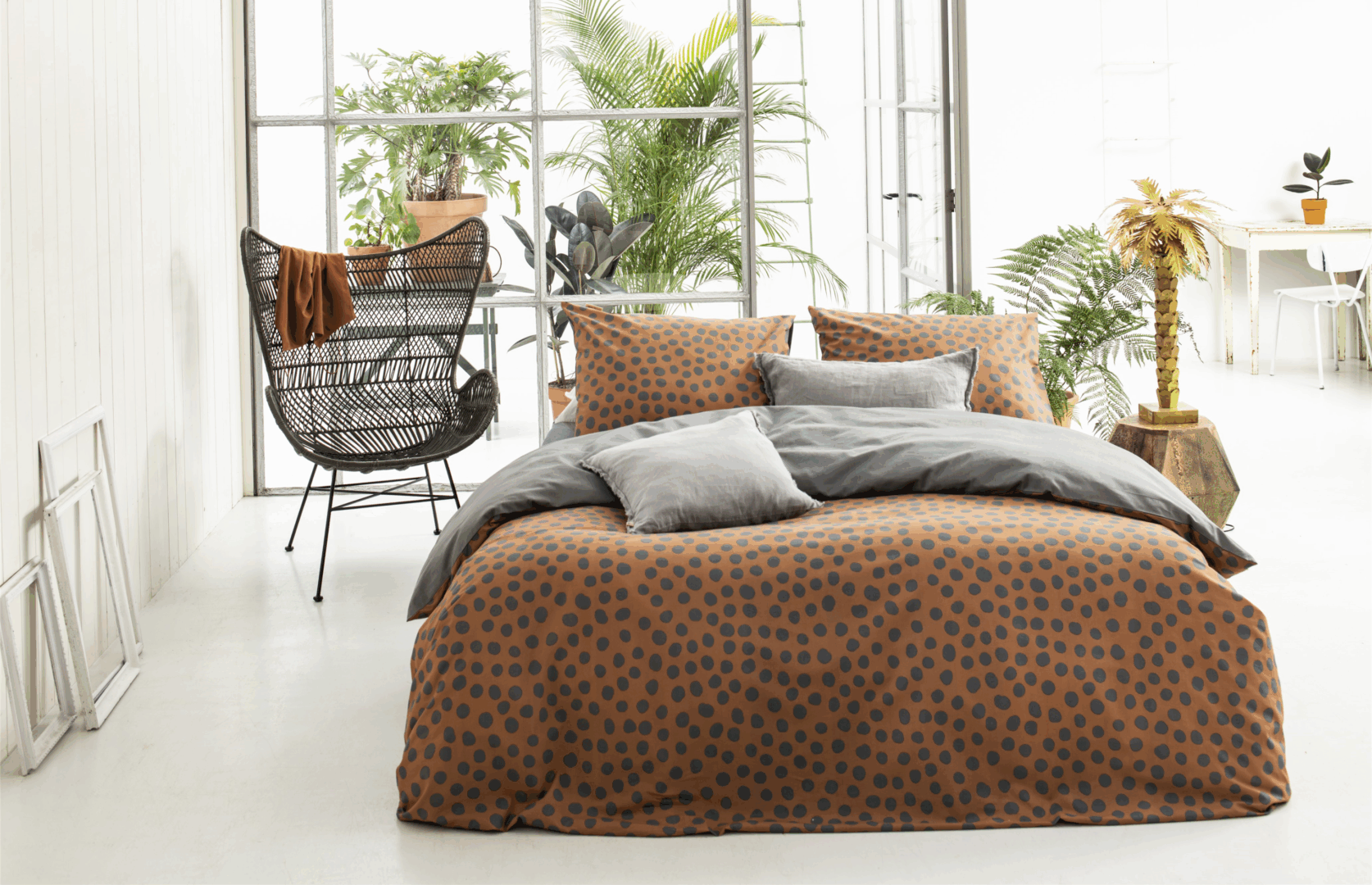 Spots & Dots dekbedovertrek cognac