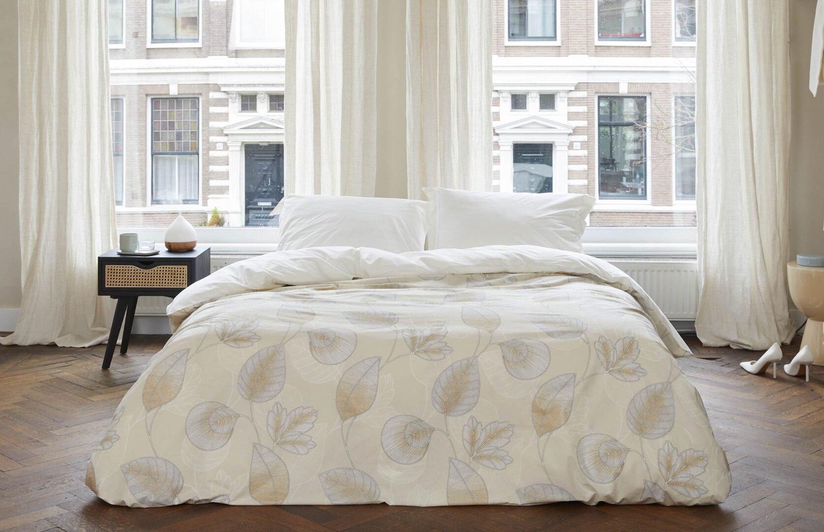 Walra Shaped Leaves dekbedovertrek - zand