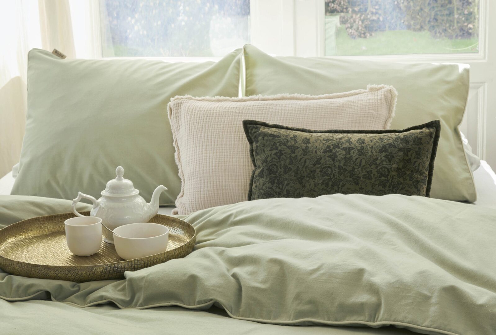 Walra Sweet Softly flanel dekbedovertrek - groen