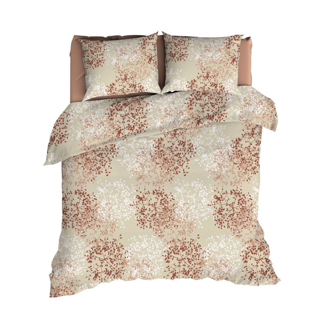 Romanette Calanche flanel dekbedovertrek - beige terra