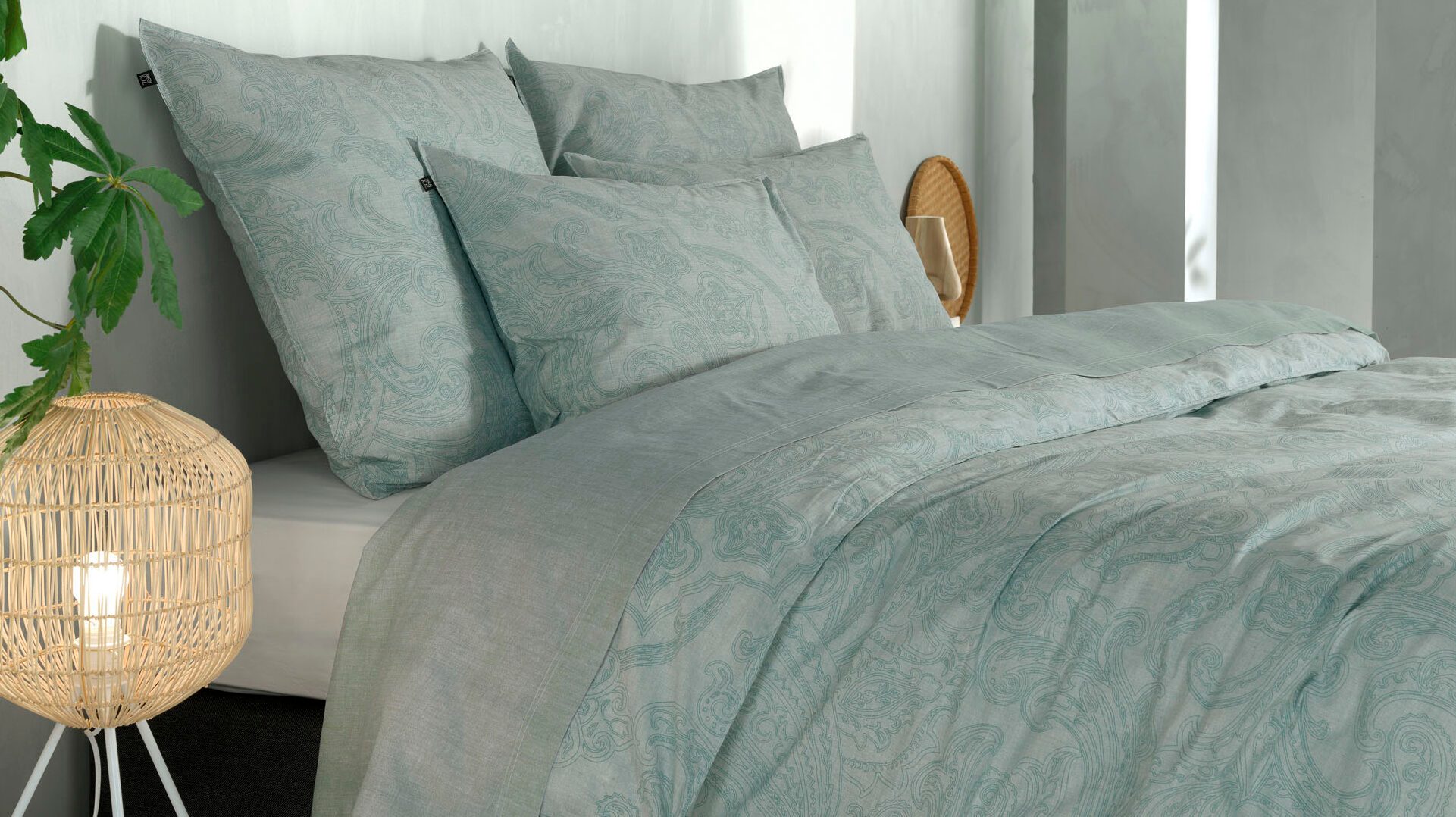 Zohome Paisley di Lino dekbedovertrek mint green