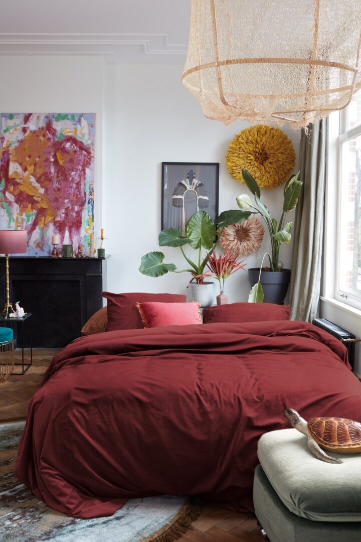 At Home Tender dekbedovertrek - donker rood