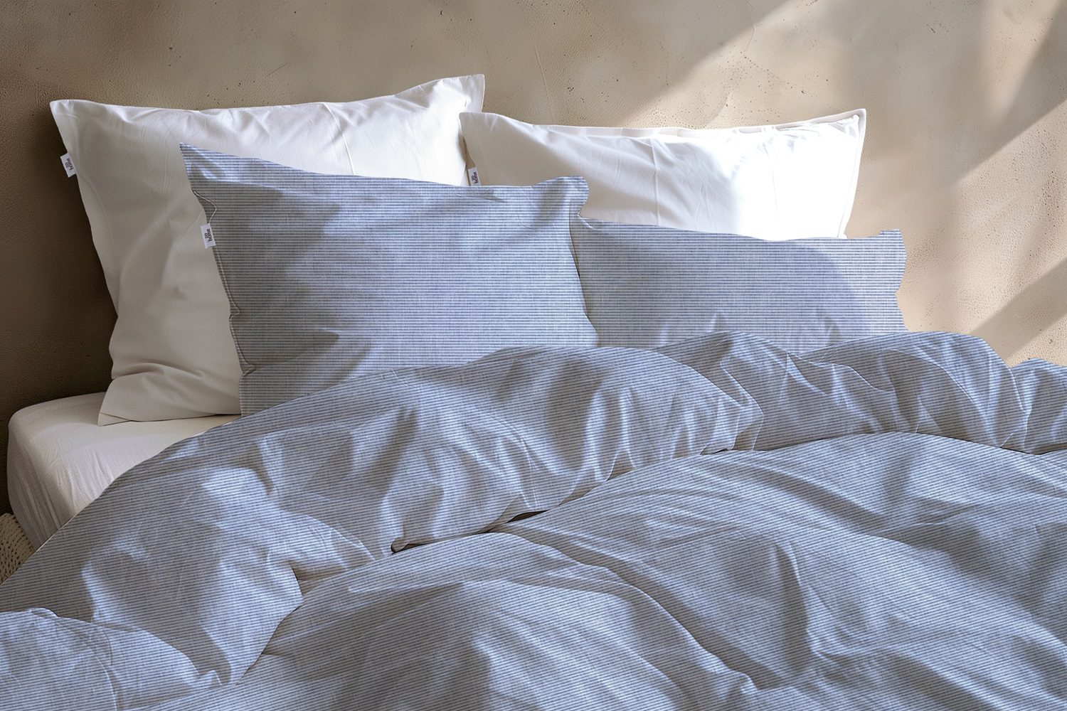 Zohome Striscia di Lino dekbedovertrek denim