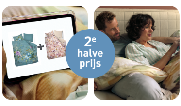 Profiteer van 50% korting op elk 2e dekbedovertrek.