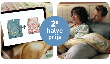 Profiteer van 50% korting op elk 2e dekbedovertrek.