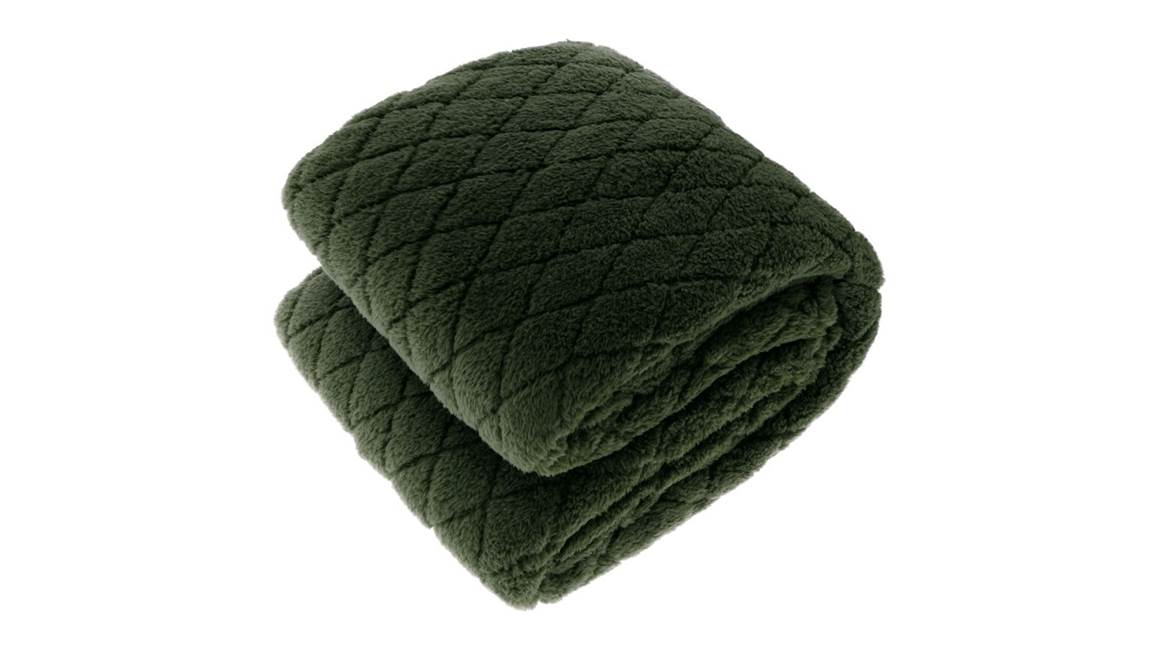 water zweep achterstalligheid Unique Living Ezra fleece plaid - Dark Green - Smulderstextiel.be