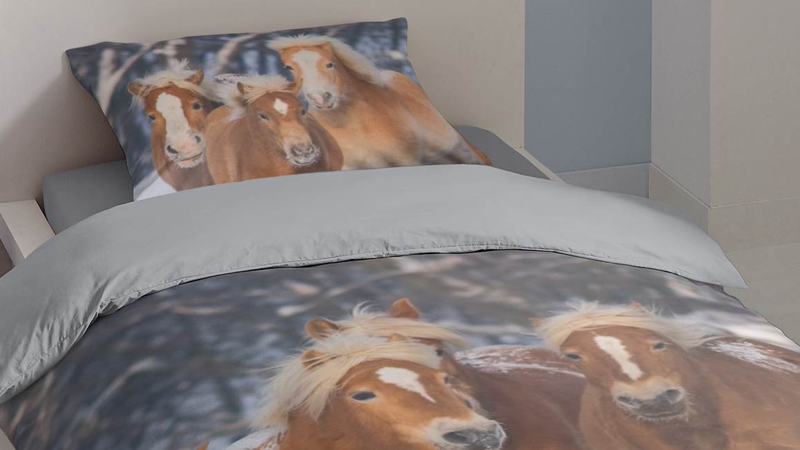 Good Morning Happy Horses flanel dekbedovertrek