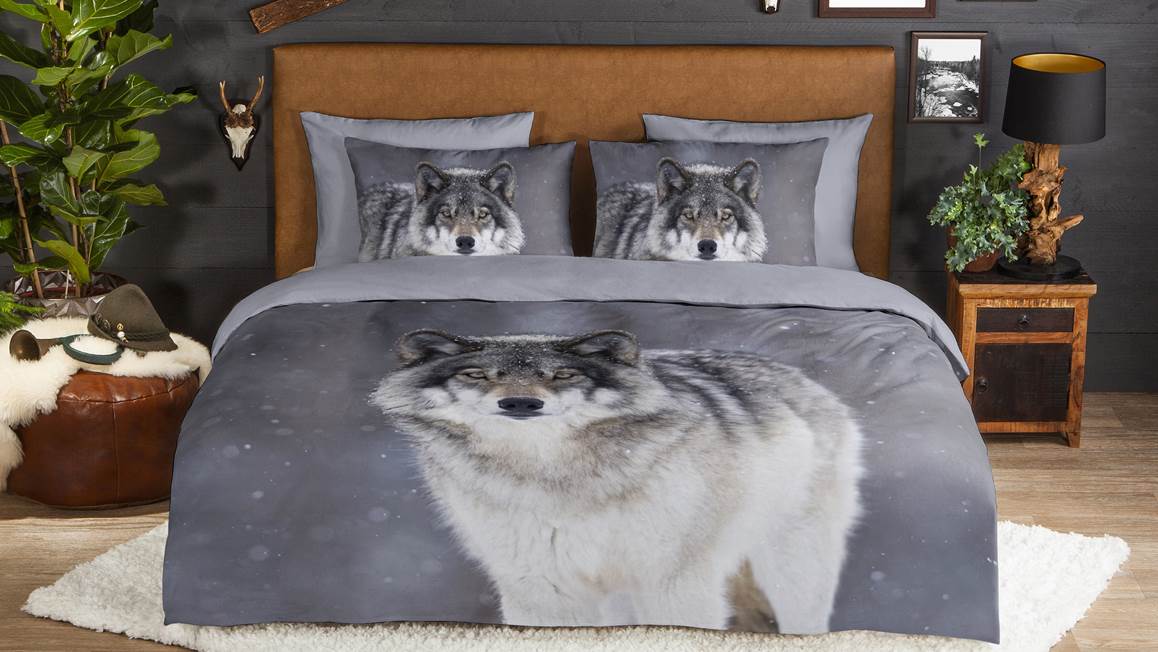 Good Morning Wolfie flanel dekbedovertrek