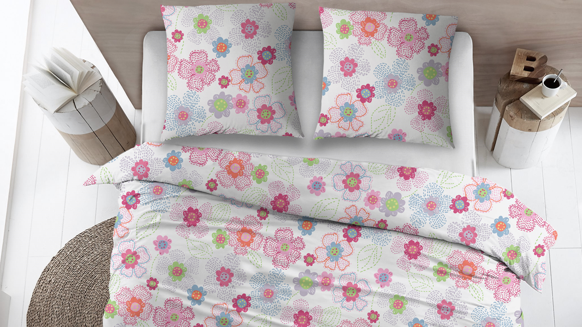 Snoozing Flowers flanel dekbedovertrek