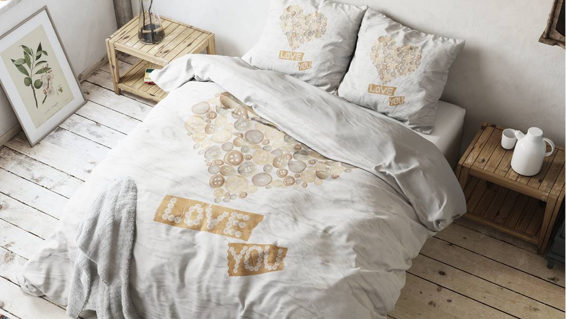 Sleeptime Wood Love You dekbedovertrek