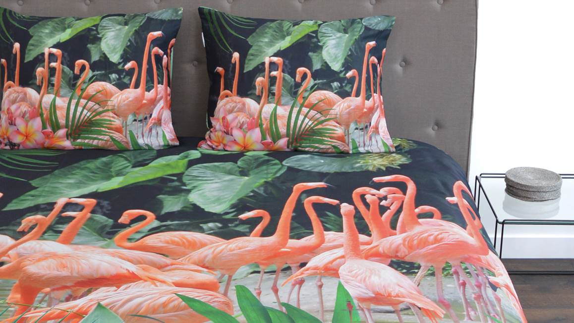 arm Patois dek Snoozing Flamingo dekbedovertrek - Multi - Smulderstextiel.be