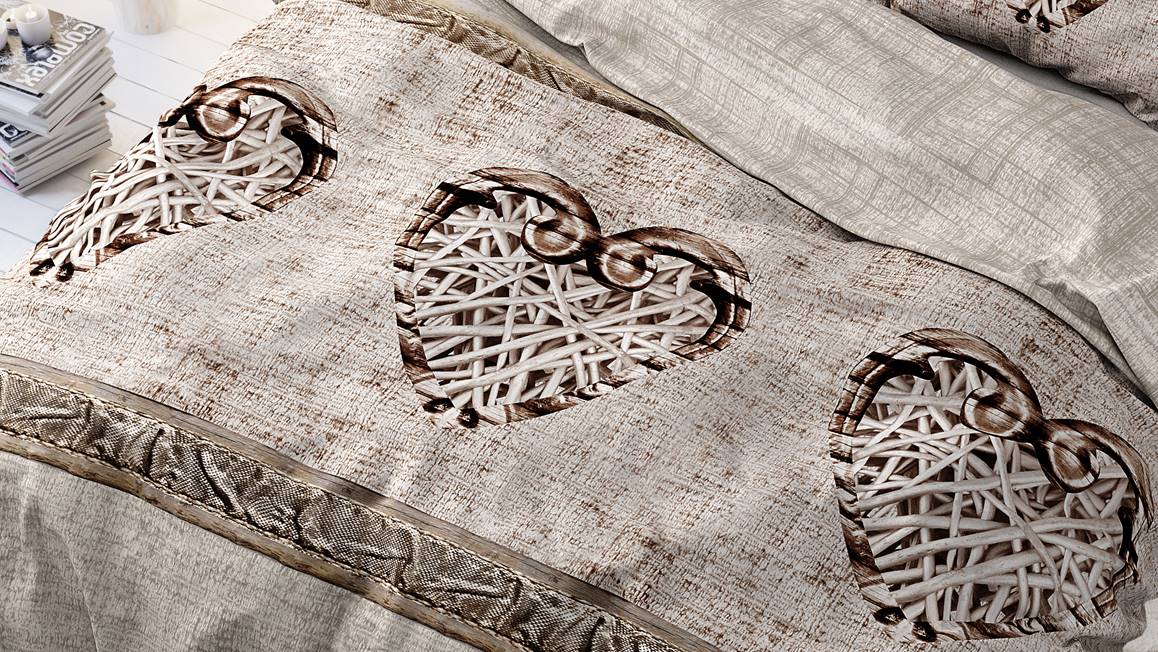 Sleeptime Hearts Vintage flanel dekbedovertrek