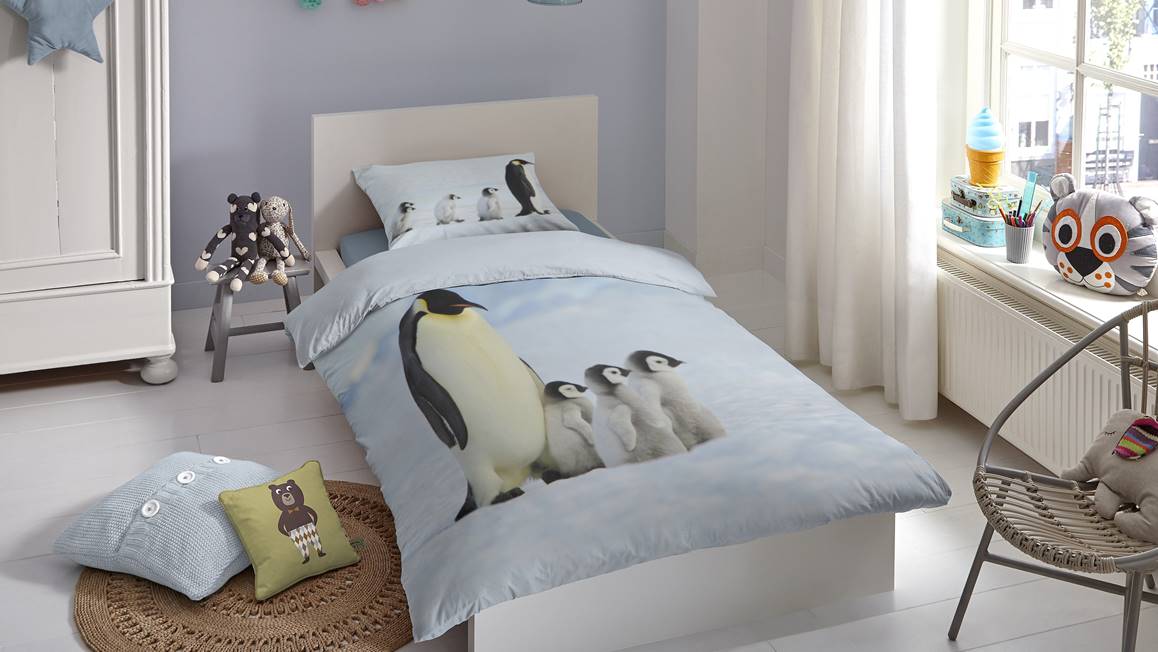 Good Morning Pinguins flanel dekbedovertrek