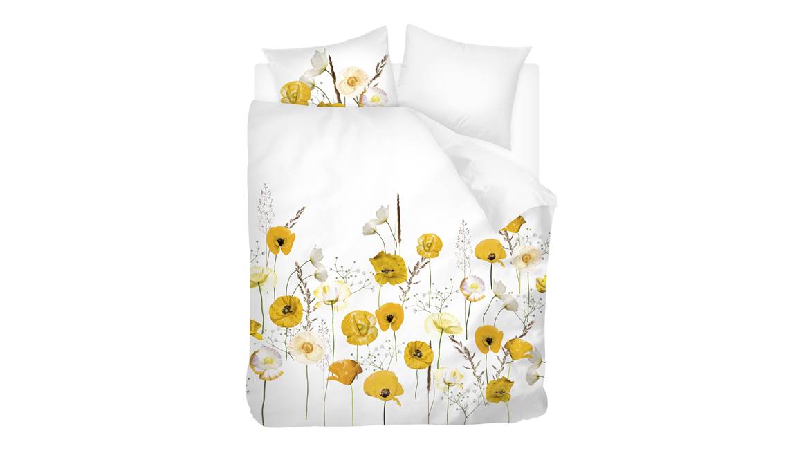 Snoozing Yellow Poppy flanel dekbedovertrek