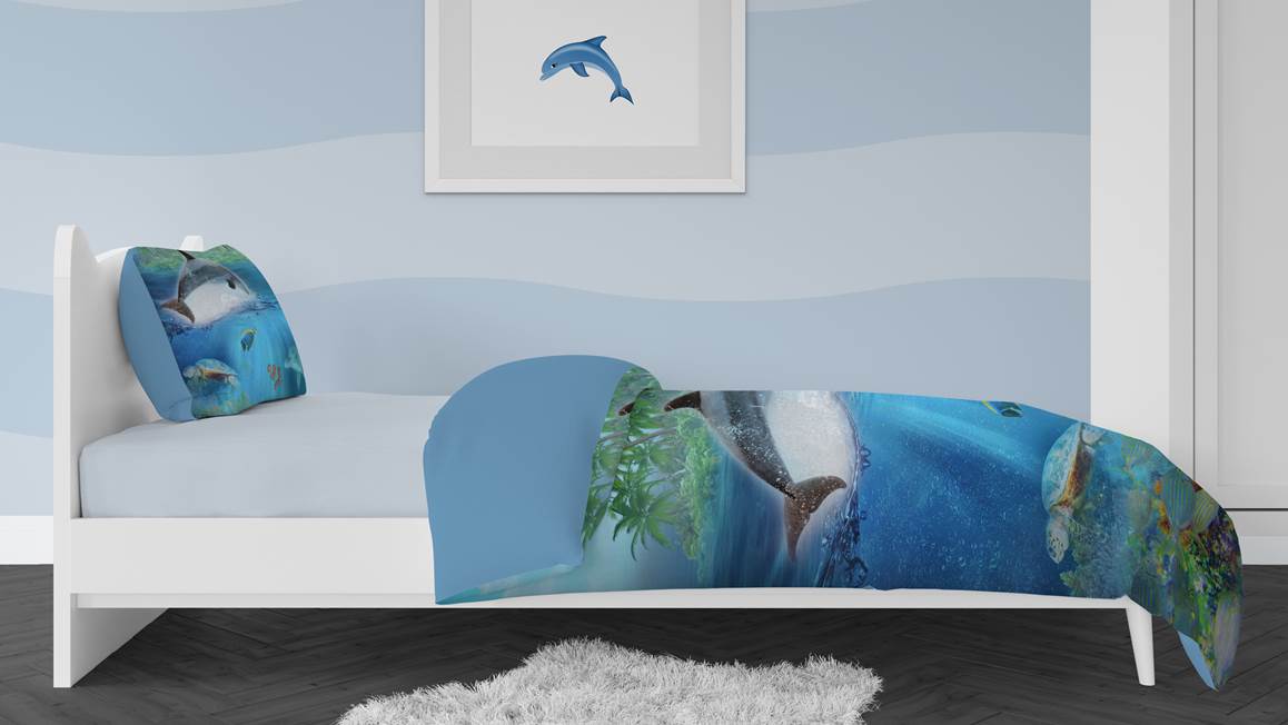 Snoozing Paradise Dolphin flanel dekbedovertrek