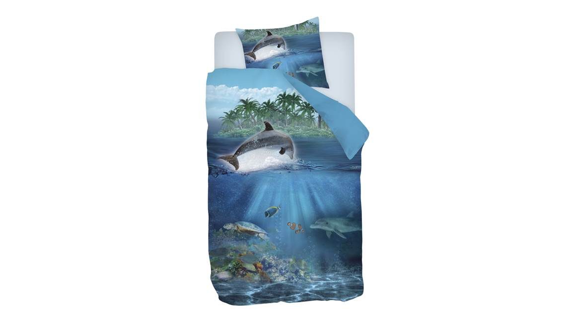Snoozing Paradise Dolphin flanel dekbedovertrek