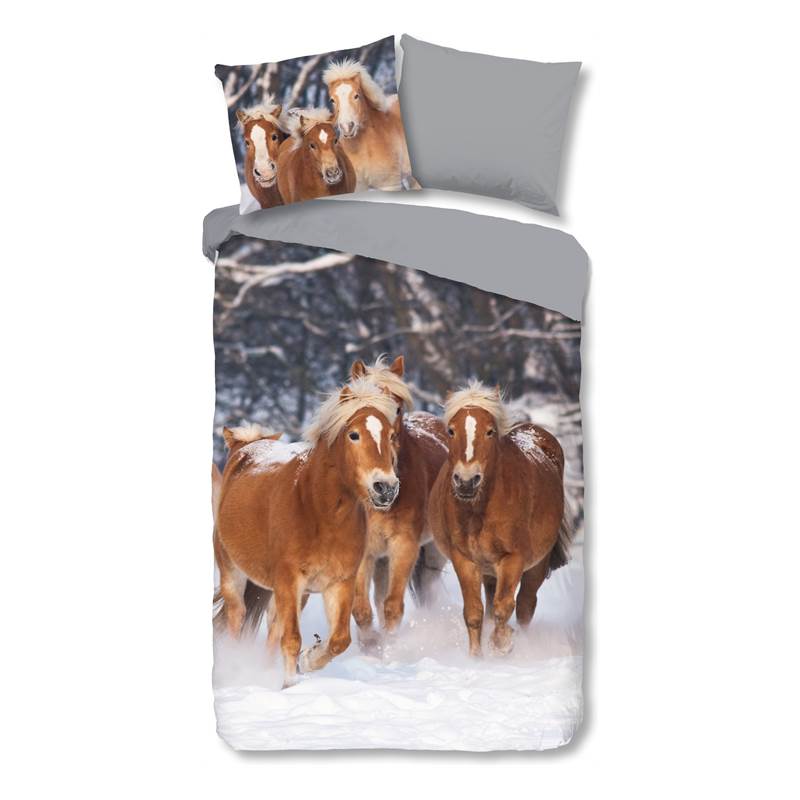 Good Morning Happy Horses flanel dekbedovertrek