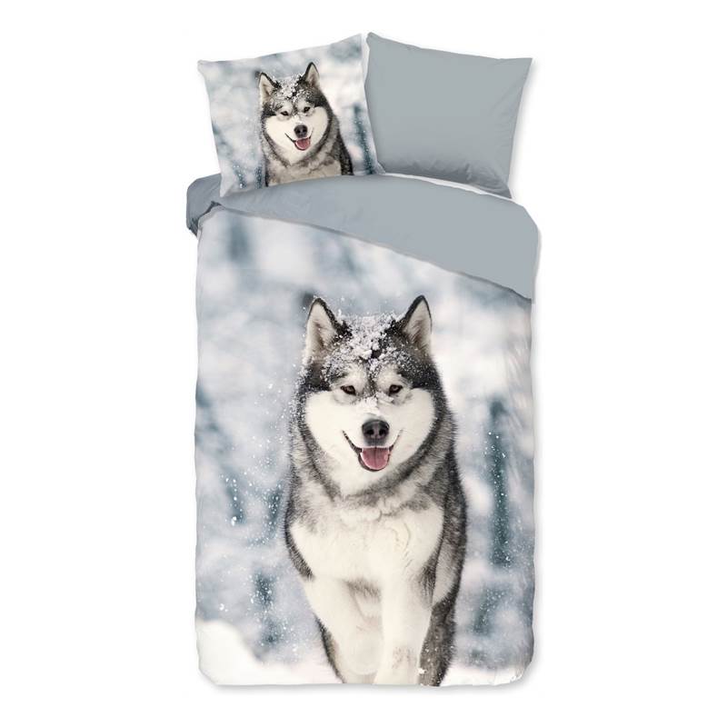Good Morning Husky flanel dekbedovertrek