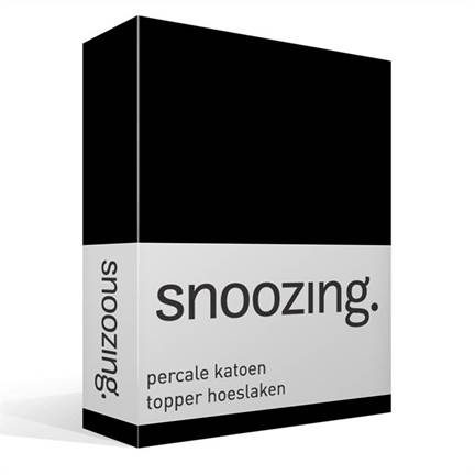 Snoozing percale katoen topper hoeslaken – Zwart -